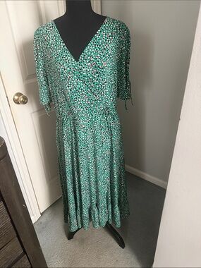 torrid Green Floral Midi Wrap Dress